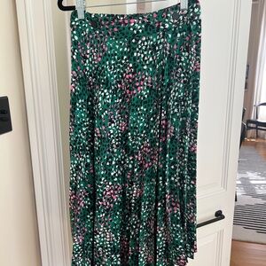 Topshop Green Maxi Skirt with Pink and White Spot Print